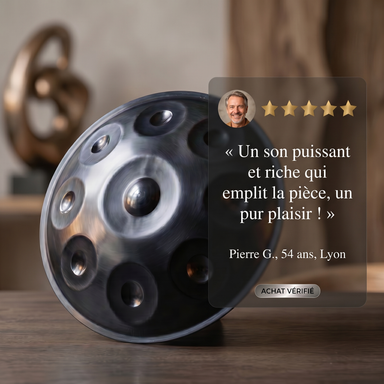 Handpan - Noir Spirale 9/10 notes en Ré mineur