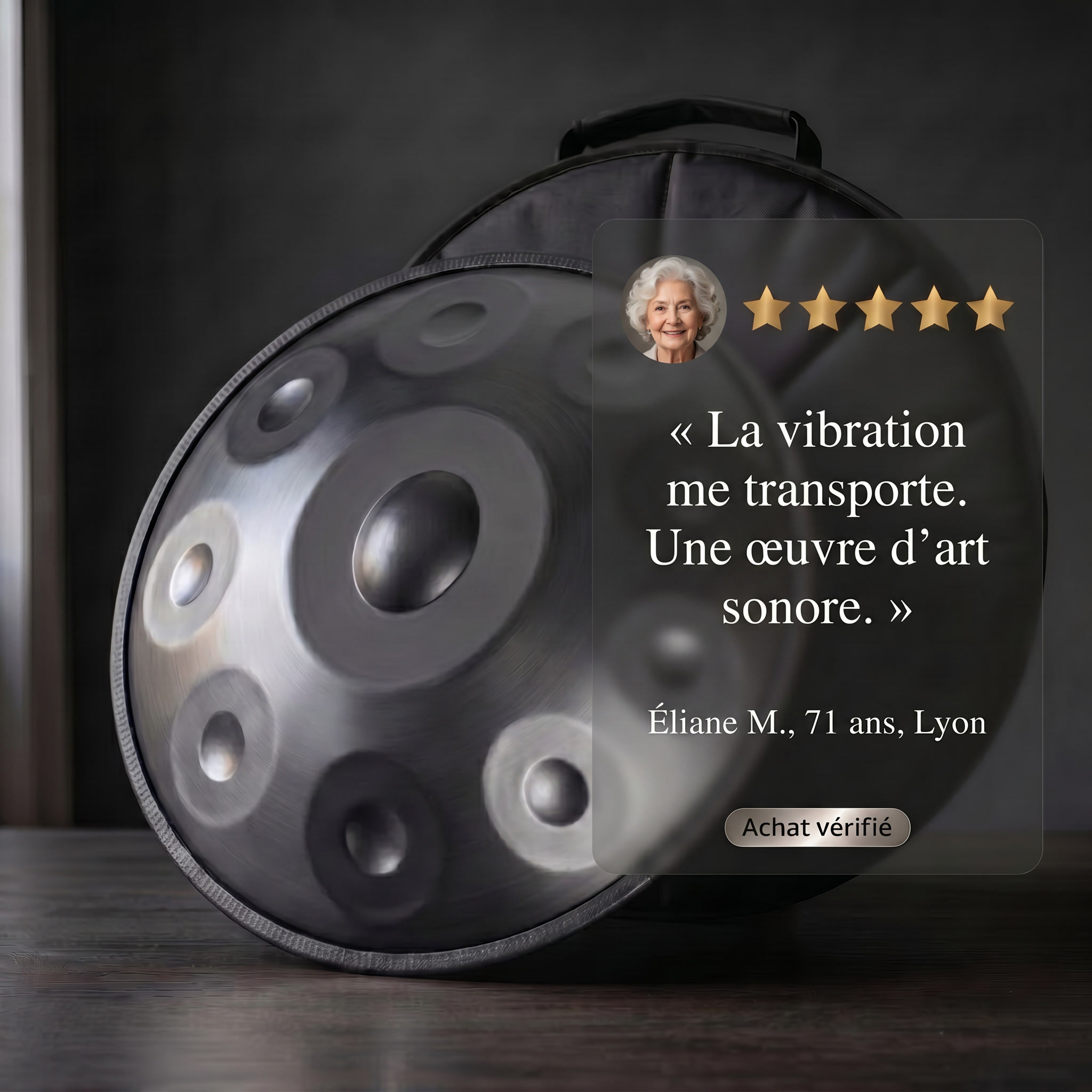 Handpan - Noir Mat 9/10 notes en Ré mineur