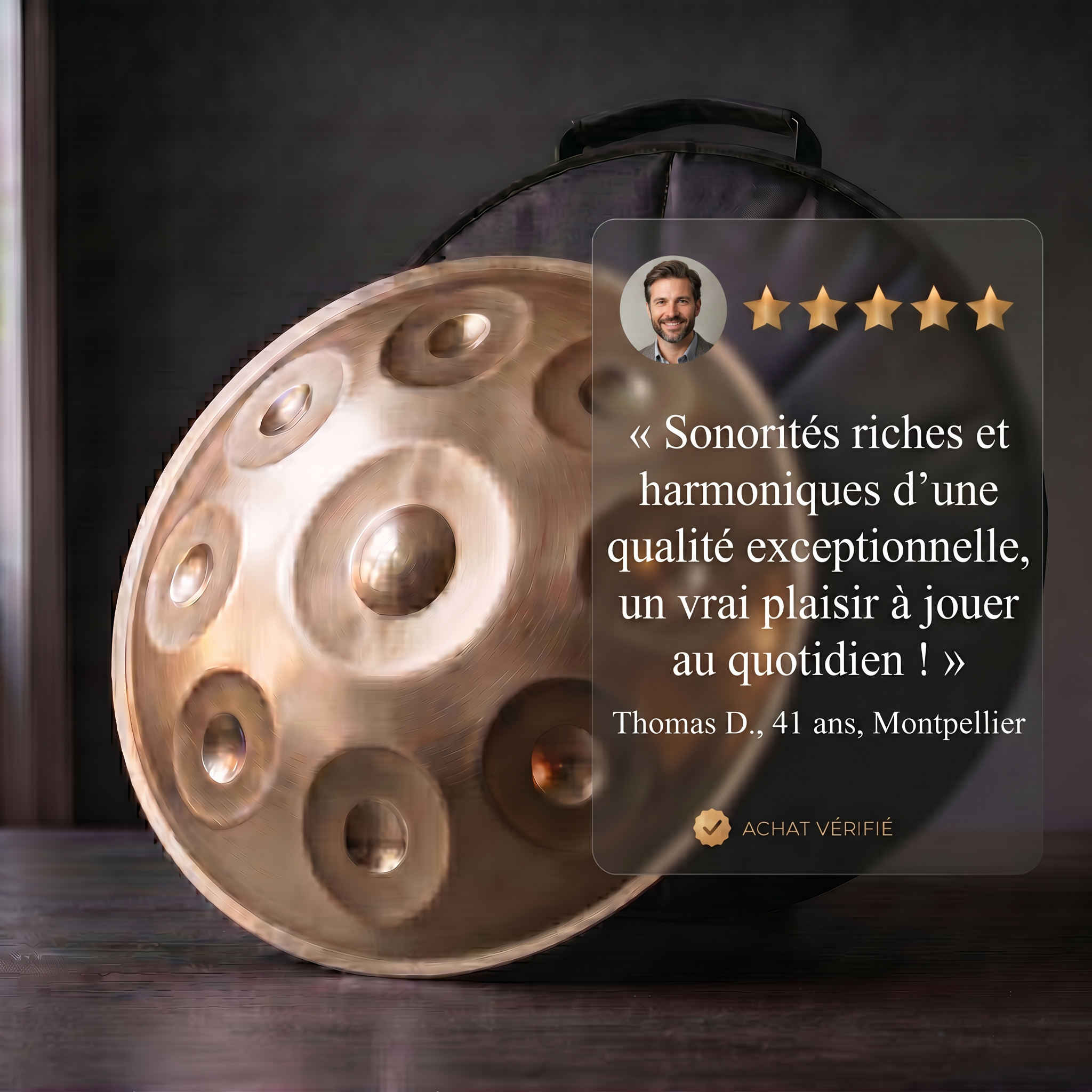 Handpan - Doré 9/10 notes en Ré mineur