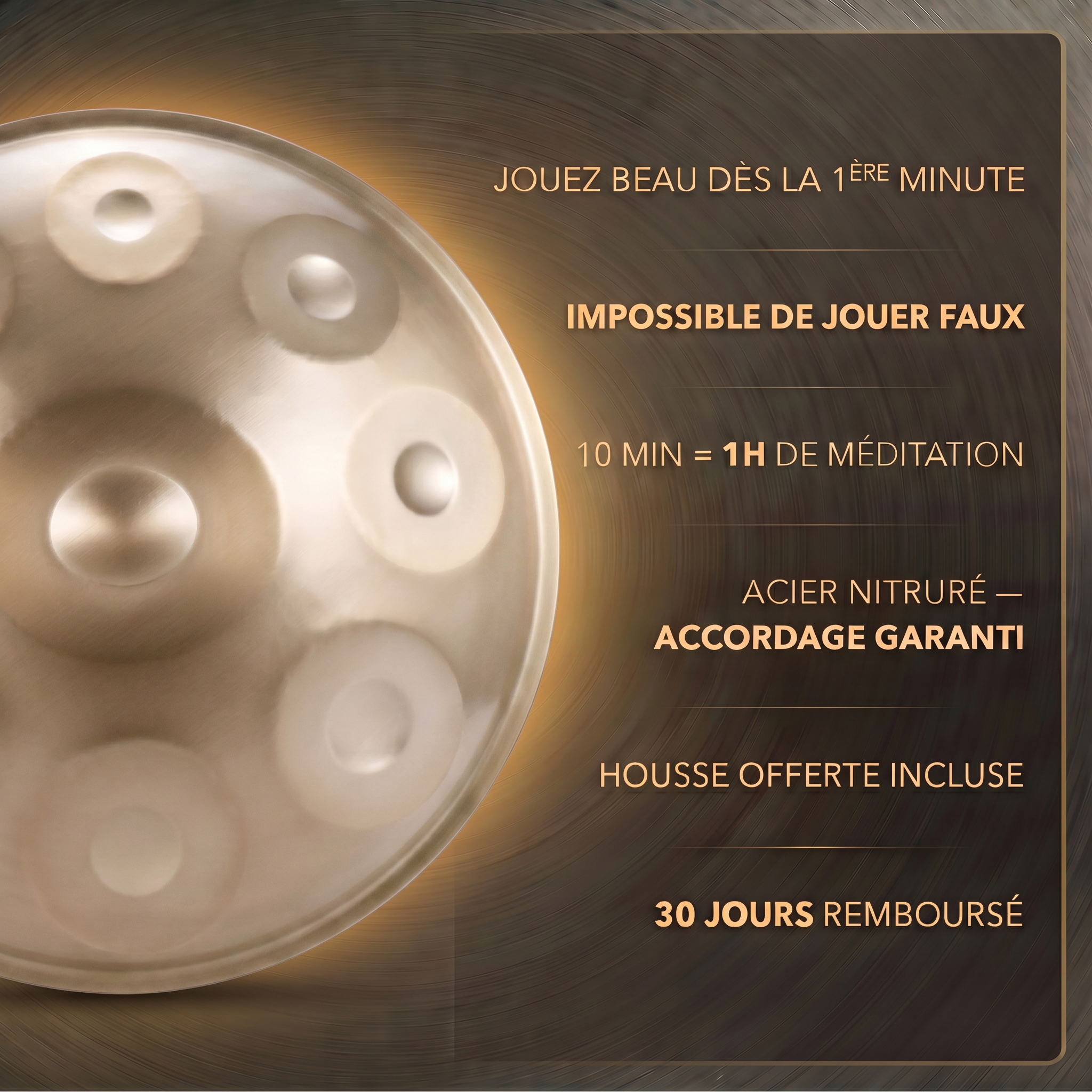 Handpan Expert - Doré 12 notes en Ré mineur