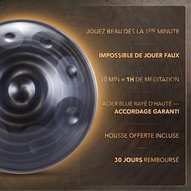 Handpan - Noir Spirale 9/10 notes en Ré mineur