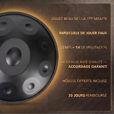 Handpan - Noir Mat 9/10 notes en Ré mineur