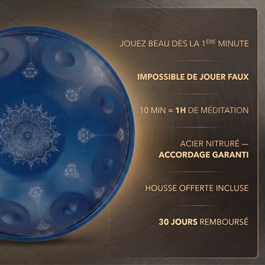 Handpan - Bleu Océan 9/10/12 notes en Ré mineur