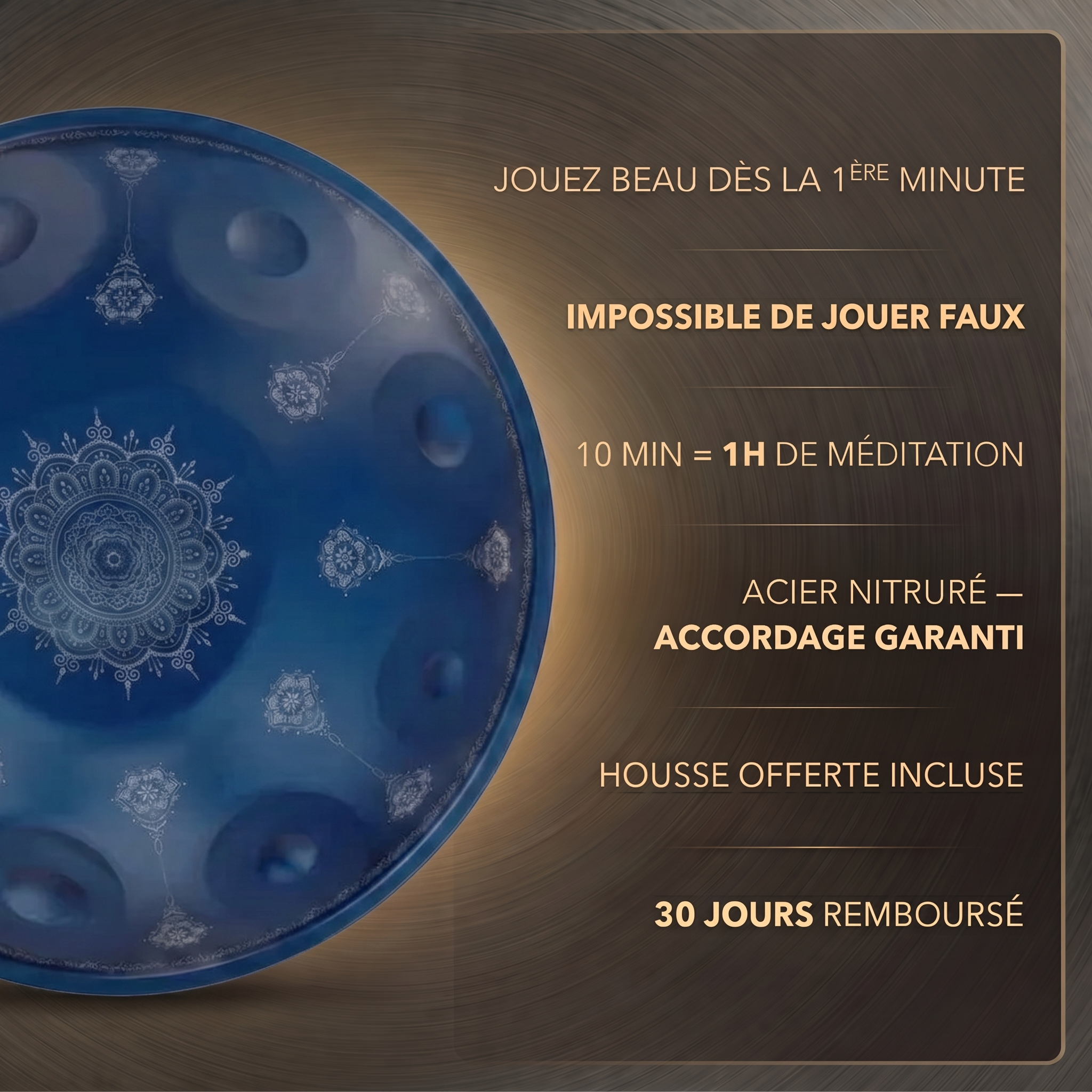Handpan - Bleu Océan 9/10/12 notes en Ré mineur