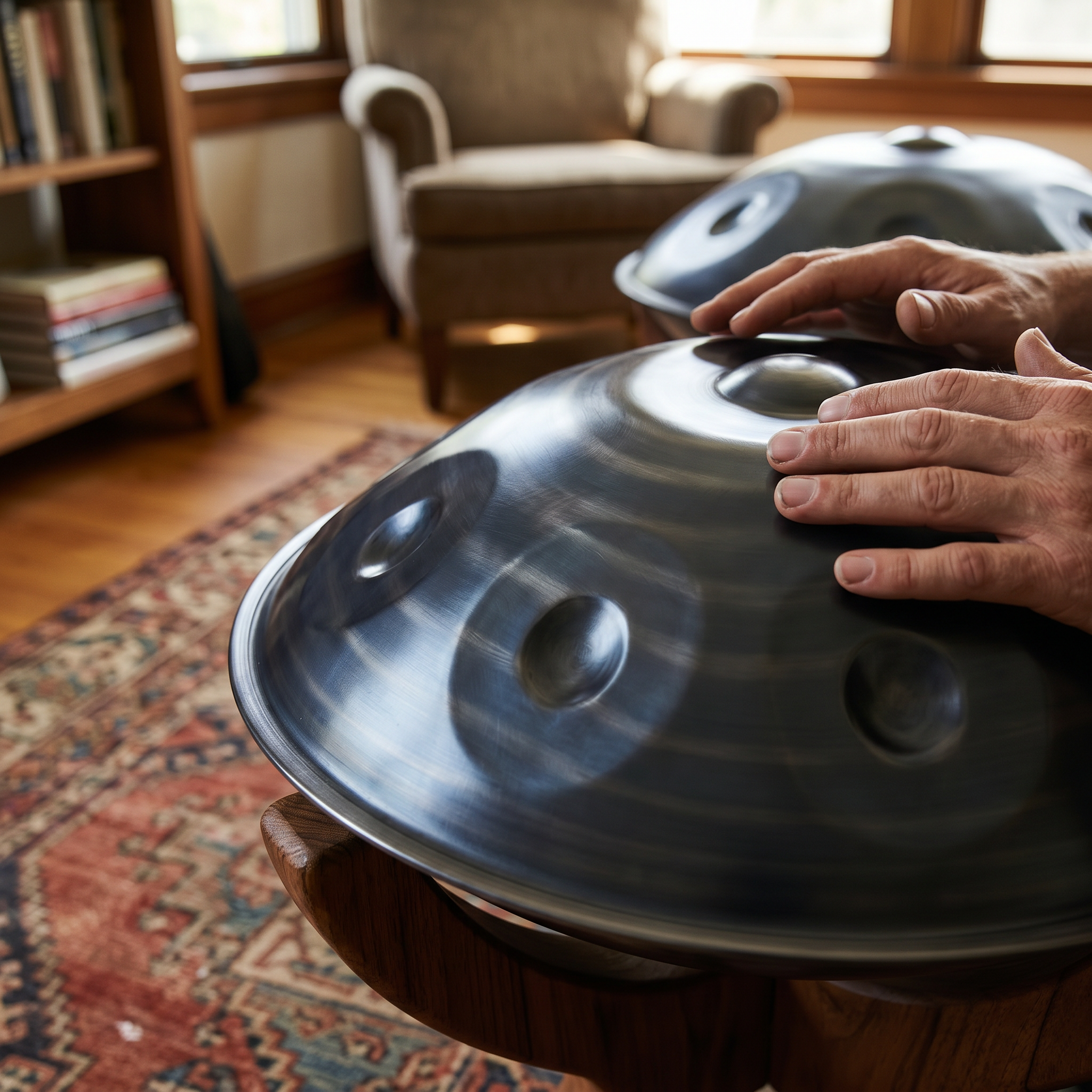 Handpan - Noir Spirale 9/10 notes en Ré mineur