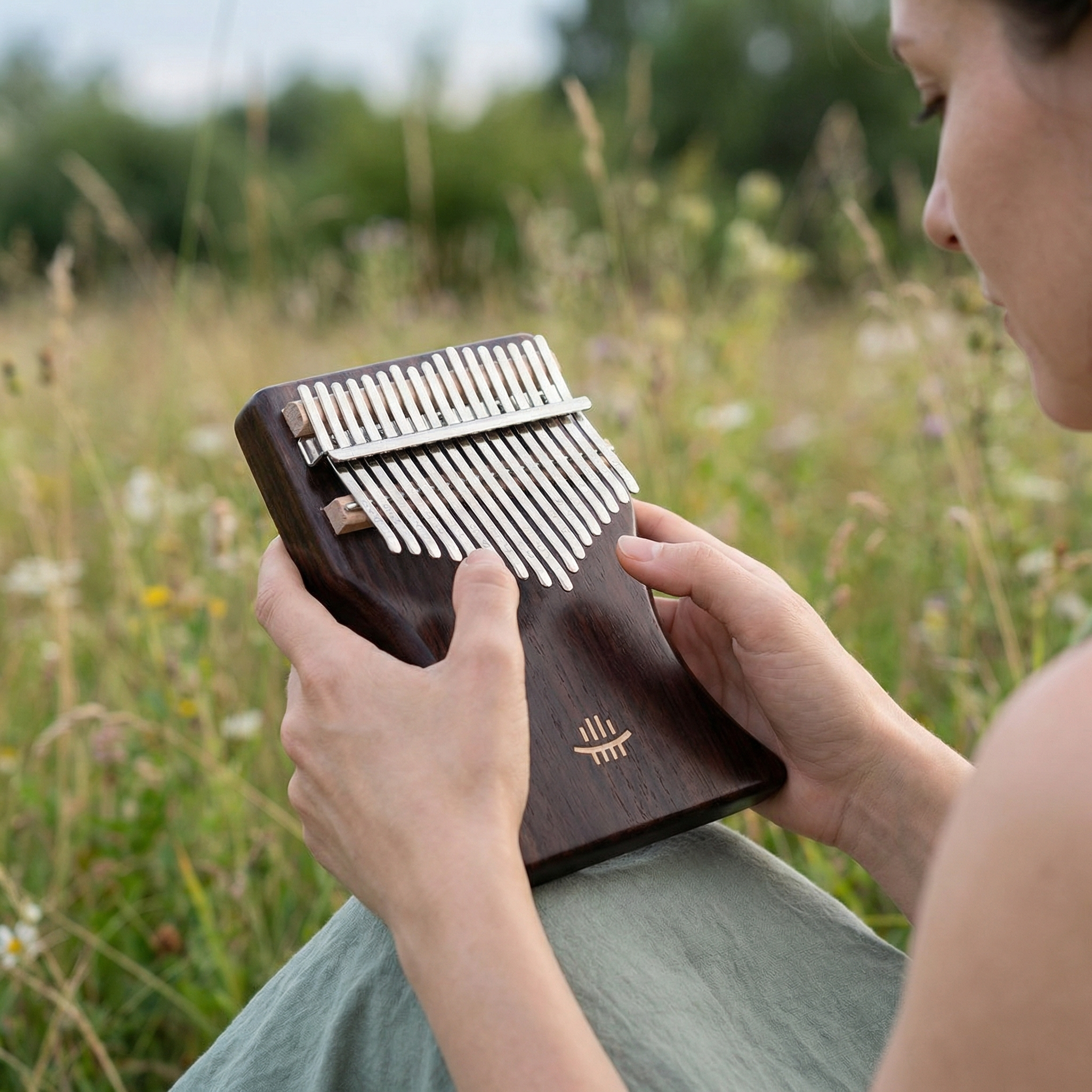 Kalimba 17 lames en bois massif foncé