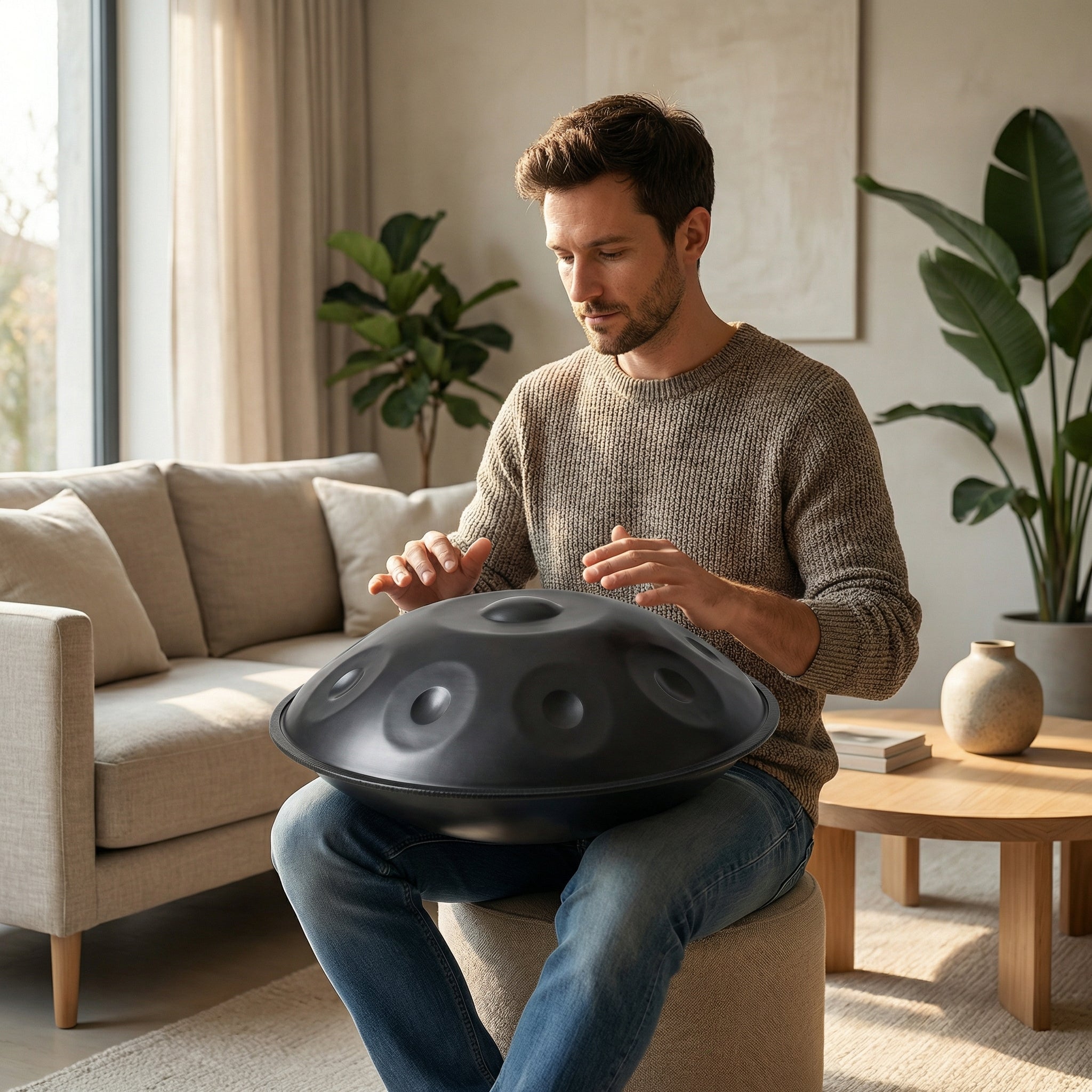 Handpan 9 notes en ré mineur noir