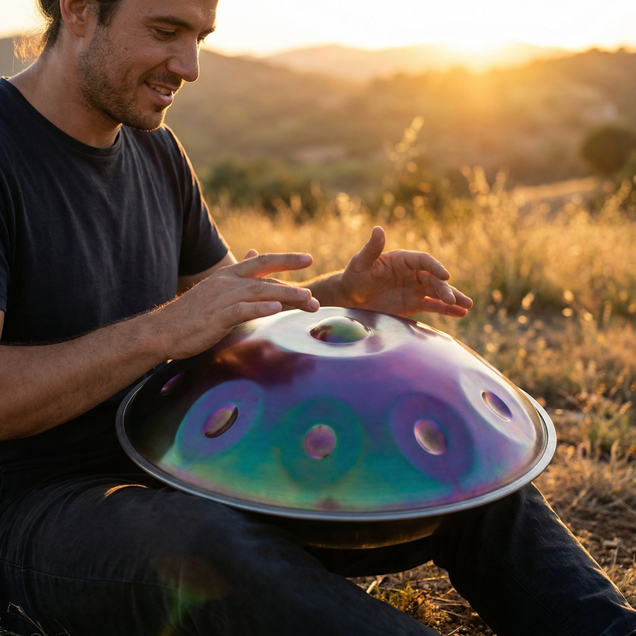 Handpan 9 ou 10 notes en ré mineur multichrome