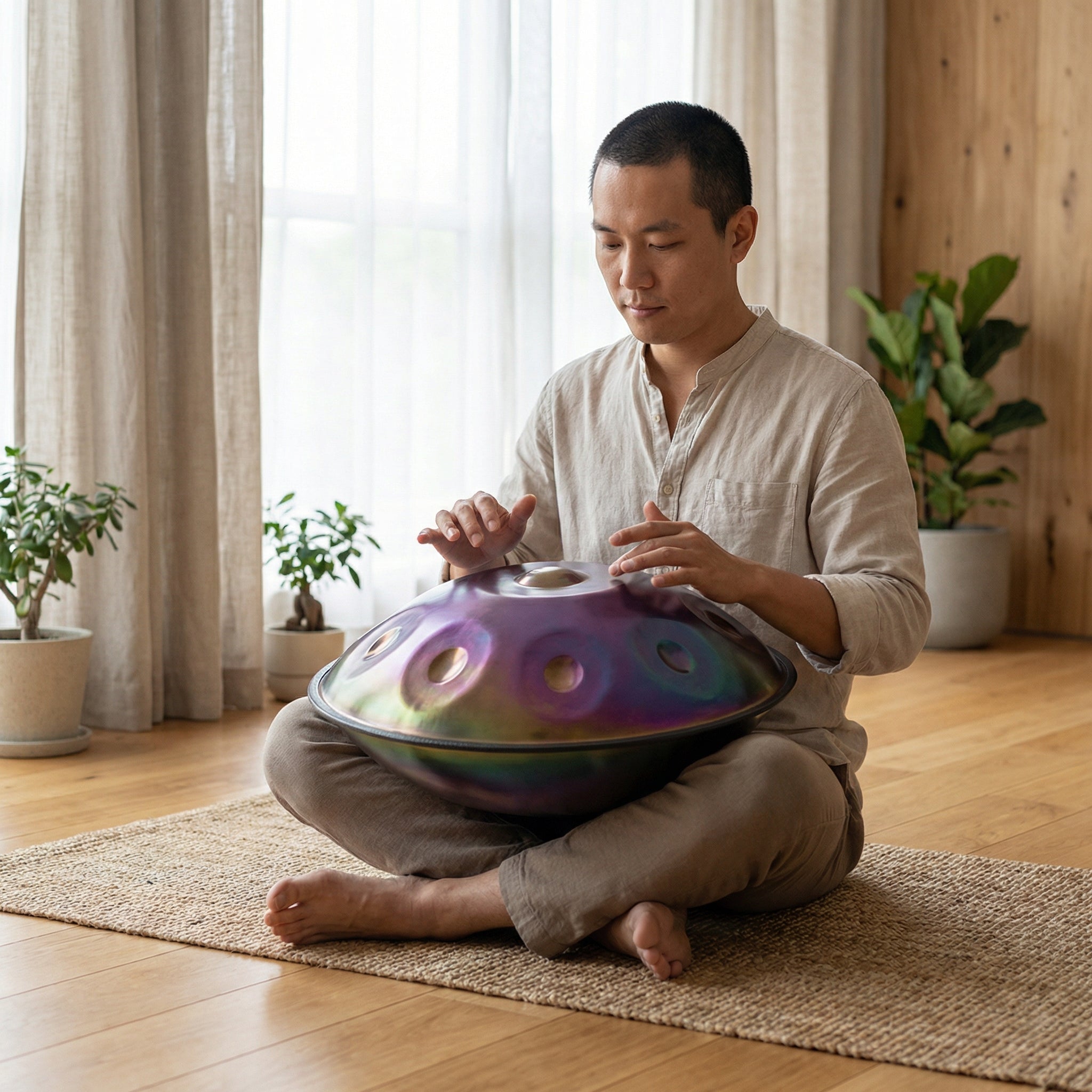 Handpan 9 ou 10 notes en ré mineur multichrome